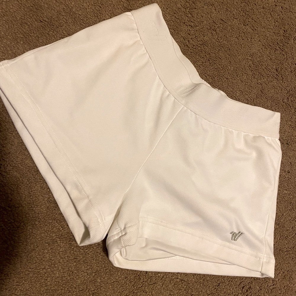VARSITY white workout shorts